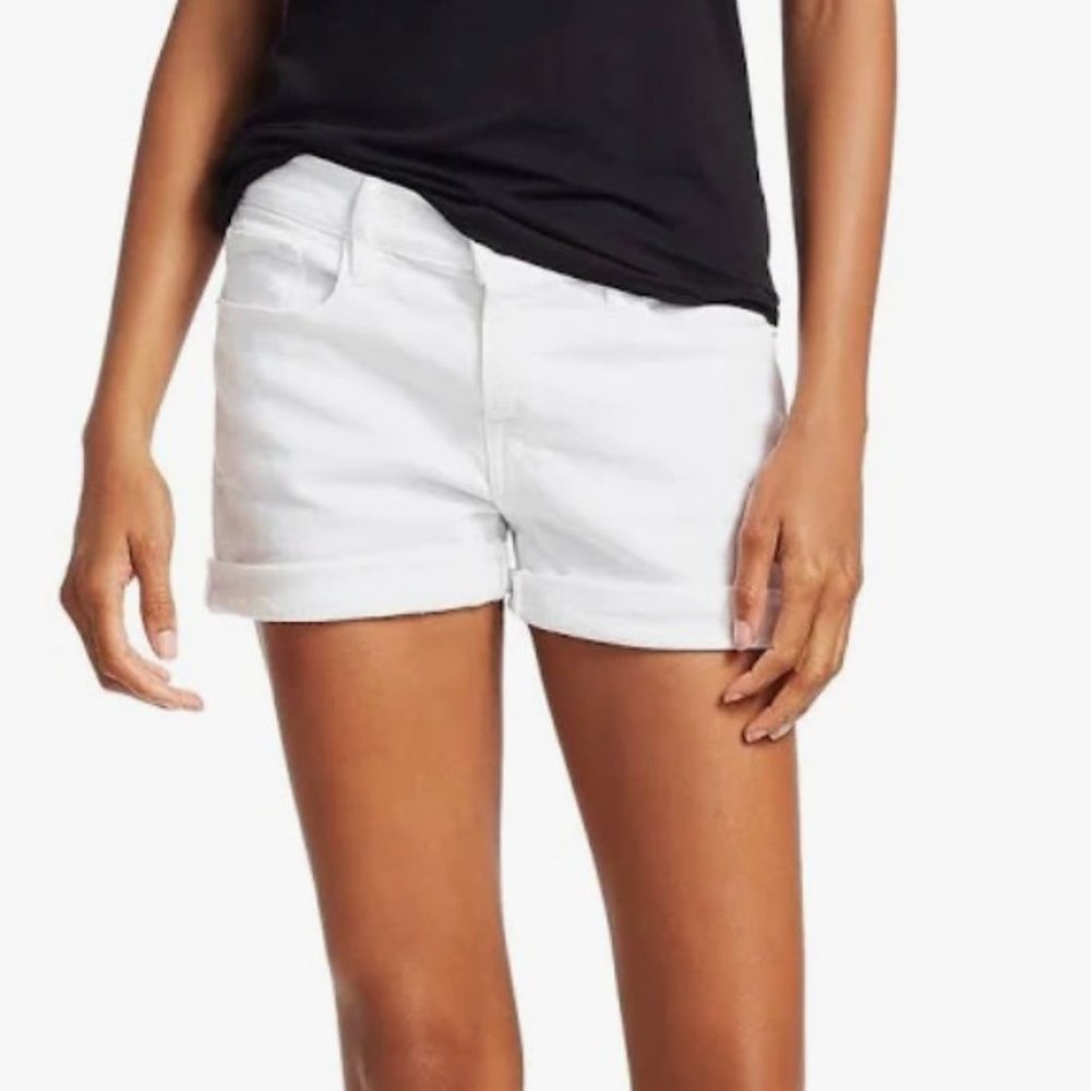 Frame Denim White Rolled-Hem Jean Shorts
